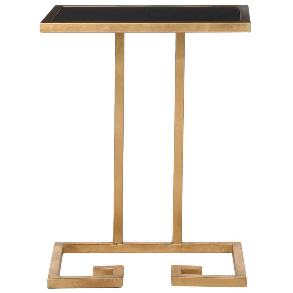 Safavieh Murphy Gold Leaf Accent Table - Gold/Black Glass