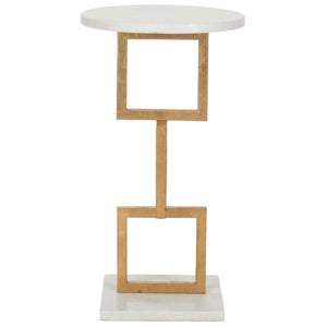 Safavieh Cassidy Silver Leaf Accent Table - Gold/White Marble