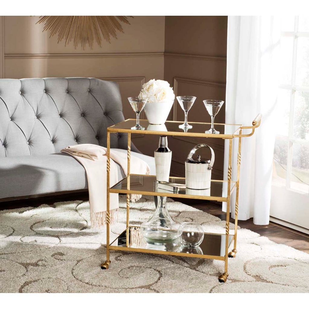 Safavieh Aurelius Bar Cart - Gold/Mirror