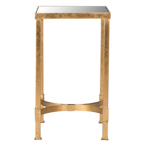Safavieh Halyn Gold Leaf Mirror Top End Table - Gold/Mirror