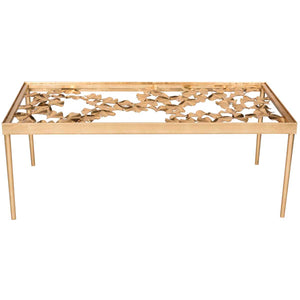 Safavieh Otto Ginkgo Leaf Coffee Table - Gold/Glass