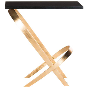 Safavieh Dovie Gold Leaf Glass Top Side Table - Gold/Black