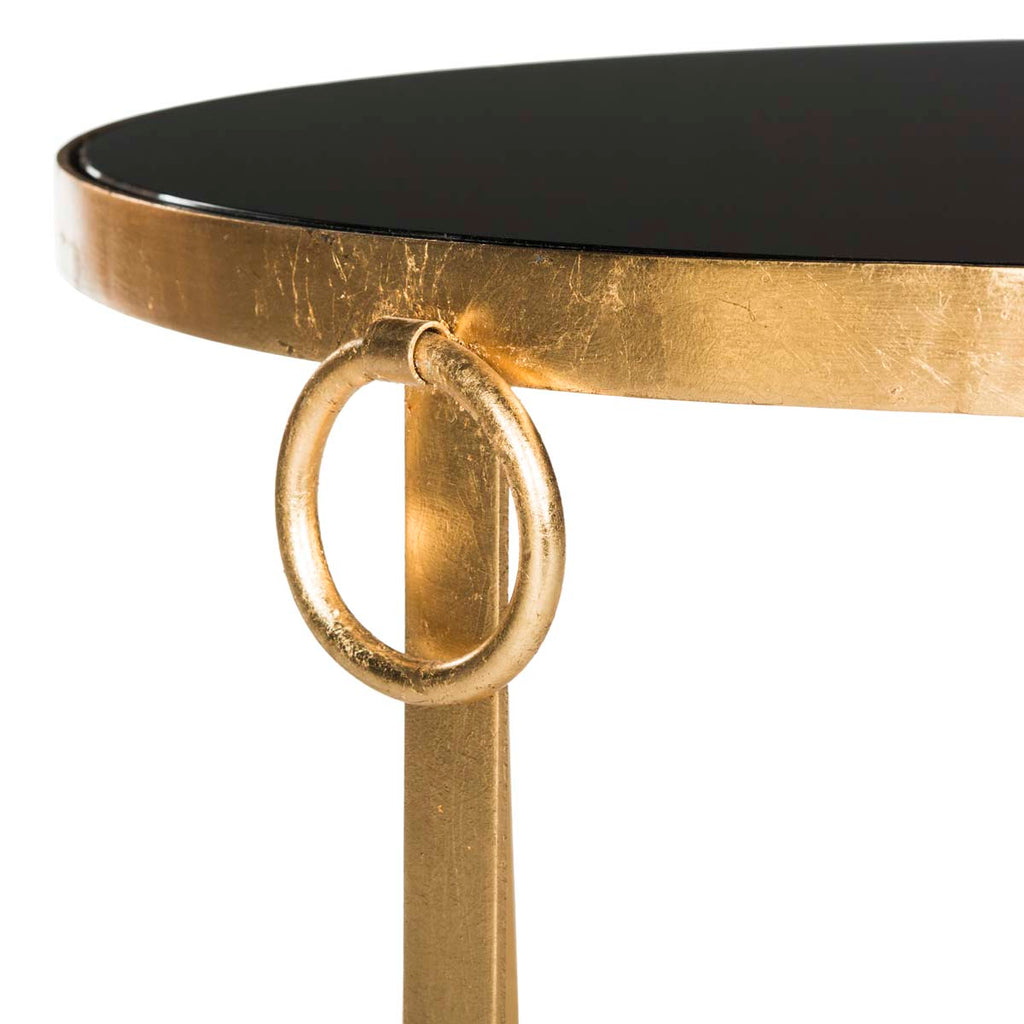 Safavieh Elisha Gold Leaf Round Coffee Table - Glass Ball - Gold/Black