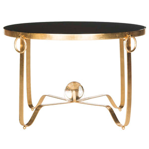 Safavieh Elisha Gold Leaf Round Coffee Table - Glass Ball - Gold/Black