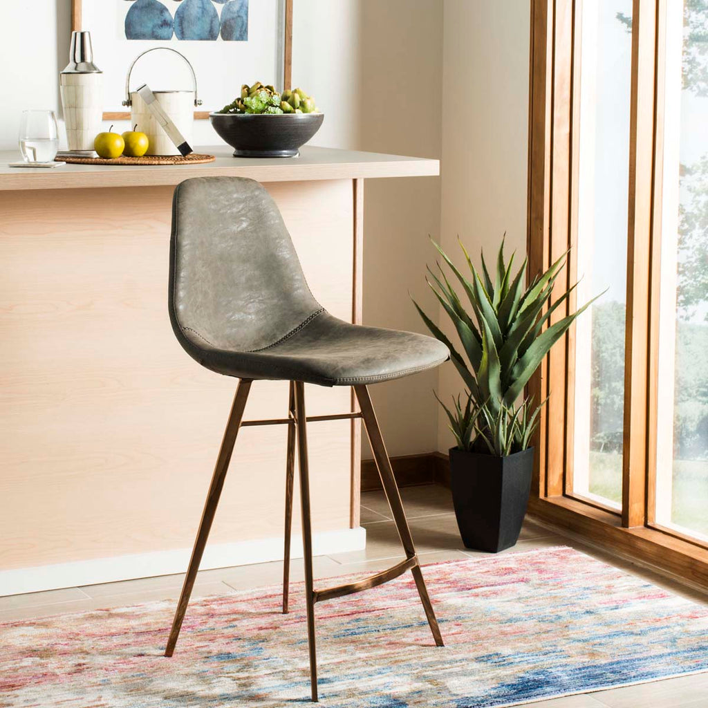 Safavieh Mathison Counter Stool - Taupe/Copper