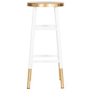 Safavieh Emery Dipped Gold Leaf Bar Stool - White/Gold