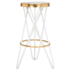 Safavieh Lorna Gold Leaf Bar Stool - White/Gold
