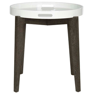 Safavieh Ben Mid Century Lacquer Tray Top Side Table - White/Brown