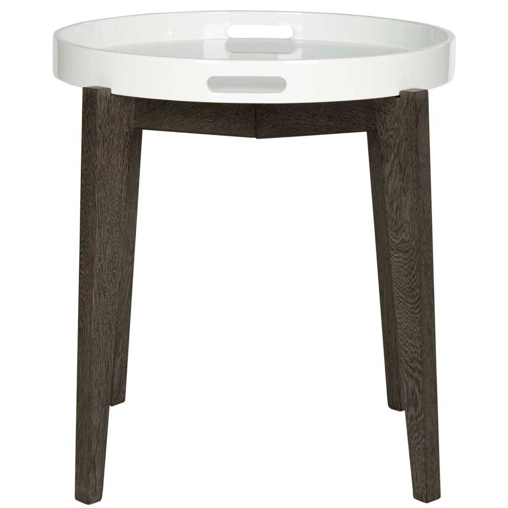 Safavieh Ben Mid Century Lacquer Tray Top Side Table - White/Brown