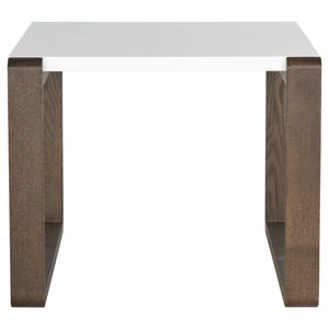 Safavieh Bartholomew Mid Century Scandinavian Lacquer End Table - White/Dark Brown