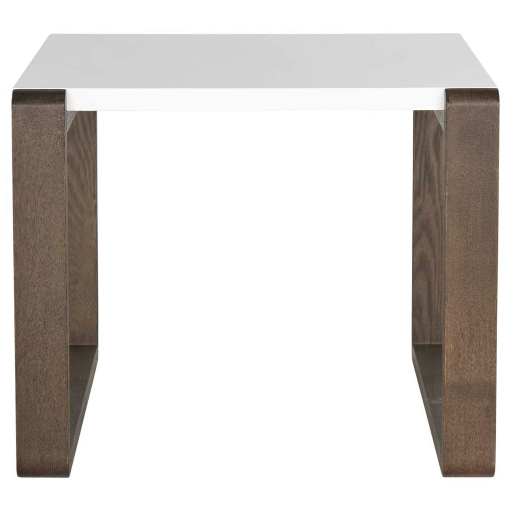 Safavieh Bartholomew Mid Century Scandinavian Lacquer End Table - White/Dark Brown
