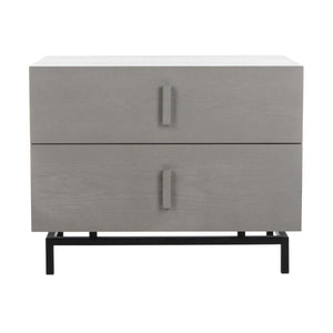 Safavieh Herschel Mid Century Scandinavian Lacquer Two Drawer Cabinet-Grey/Black