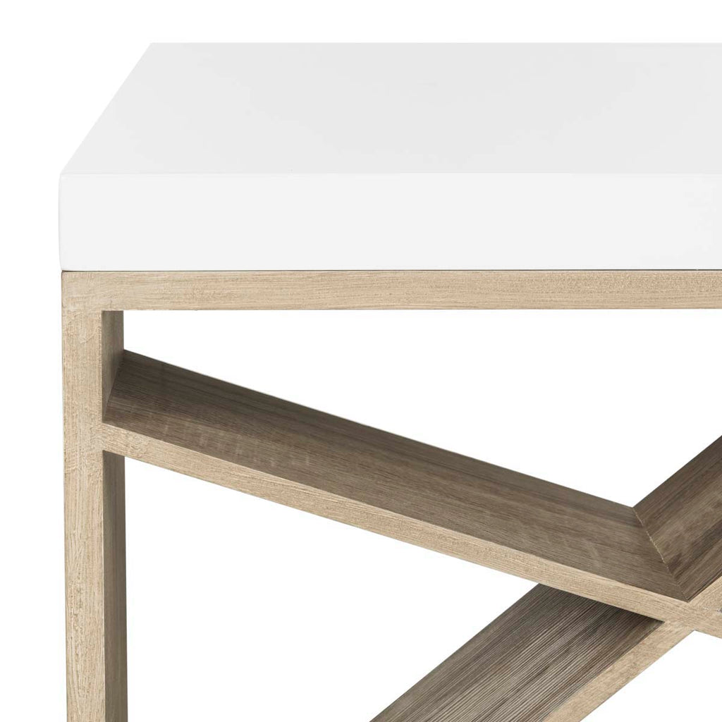 Safavieh Carlton Modern Scandinavian Side Storage Lacquer Coffee Table - White/Light Oak
