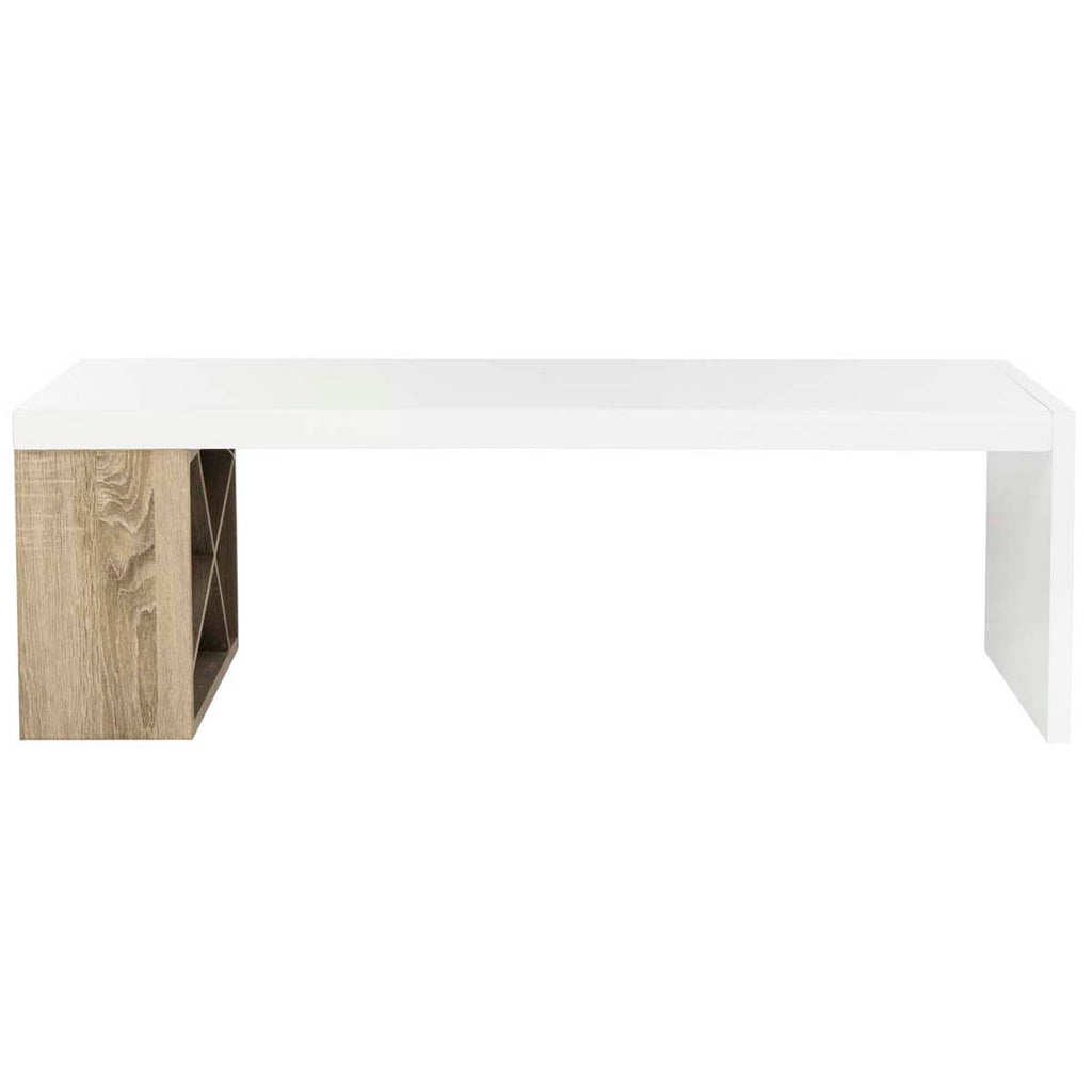 Safavieh Carlton Modern Scandinavian Side Storage Lacquer Coffee Table - White/Light Oak