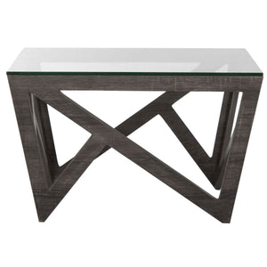 Safavieh Radley Mid Century Glass Top Coffee Table - Dark Grey