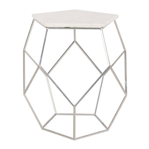 Safavieh Modern Pentagon Marble Top Side Table - Marble/Silver