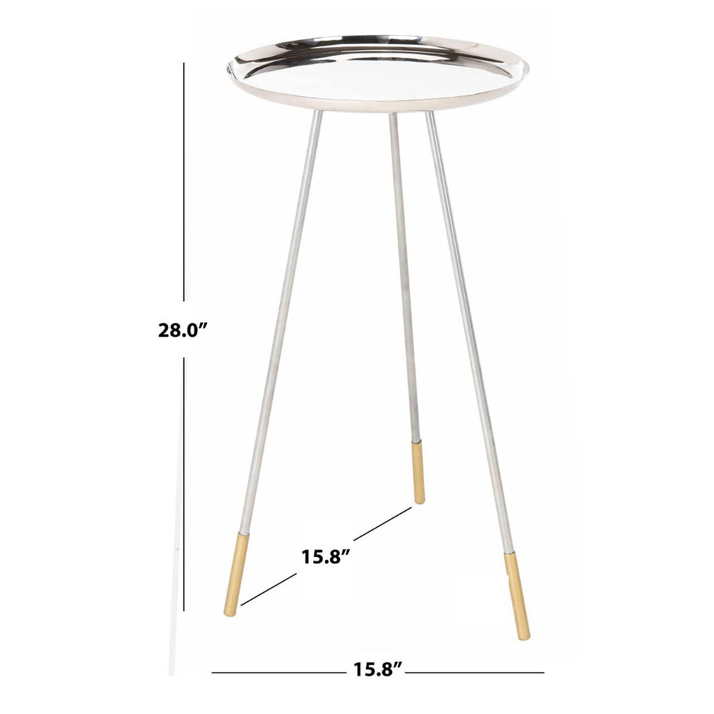 Safavieh Calix Tri Leg Contemporary Glam Side Table - Silver/Gold