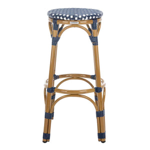 Safavieh Kipnuk Indoor-Outdoor Stacking Bar Stool - Navy/White/Light Brown