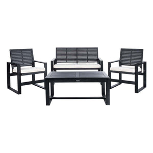 Safavieh Ozark 4 Pc Outdoor Living Set-Black Wash