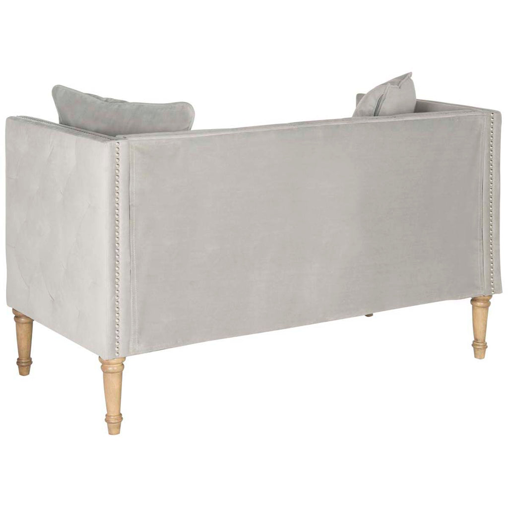 Safavieh Sarah Tufted Settee With Pillows - Grey