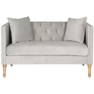 Safavieh Sarah Tufted Settee With Pillows - Grey