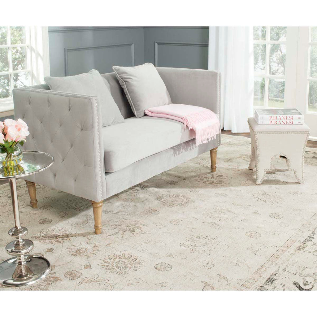 Safavieh Sarah Tufted Settee With Pillows - Grey