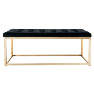 Safavieh Reynolds Velvet Bench - Black Velvet/Brass