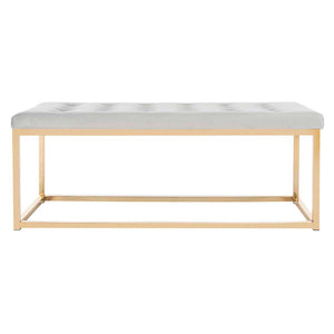 Safavieh Reynolds Velvet Bench - Grey Velvet/Brass