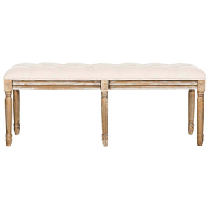 Safavieh Rocha 19''H French Brasserie Tufted Traditional Wood Bench - Beige/Rustic Oak