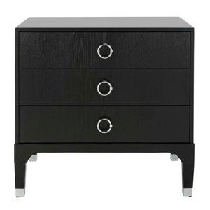 Safavieh Lorna 3 Drawer Contemporary Night Stand - Black/Silver
