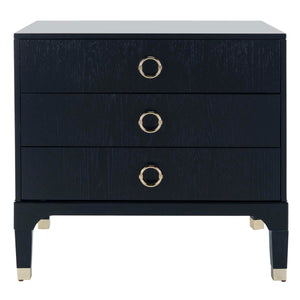 Safavieh Lorna 3 Drawer Contemporary Night Stand - Navy/Gold