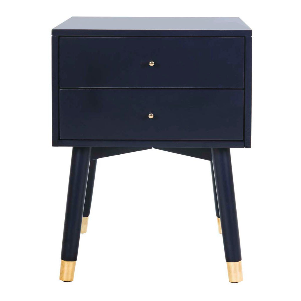 Safavieh Lyla Mid Century Retro Gold Cap Nightstand - Navy/Gold