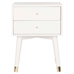 Safavieh Lyla Mid Century Retro Gold Cap Nightstand - White/Gold