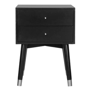Safavieh Lyla Mid Century Retro Silver Cap Nightstand - Black/Silver