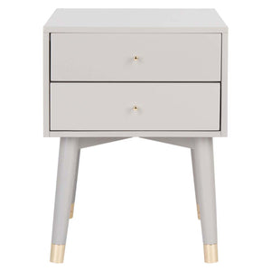 Safavieh Lyla Mid Century Retro Silver Cap Nightstand - Grey/Gold