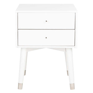 Safavieh Lyla Mid Century Retro Silver Cap Nightstand - White/Silver