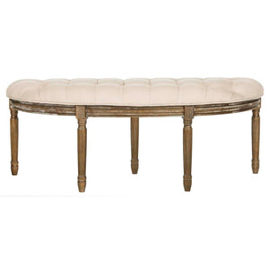 Safavieh Abilene Tufted Rustic Semi Circle Bench - Beige/Rustic Oak