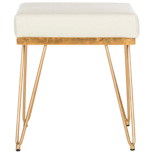 Safavieh Jenine Faux Ostrich Square Bench - Cream Pu/Gold