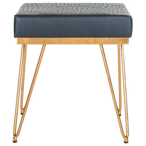 Safavieh Jenine Faux Ostrich Square Bench - Navy/Gold