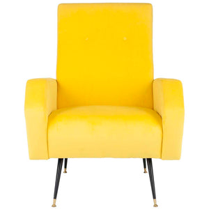Safavieh Aida Velvet Retro Mid Century Accent Chair - Yellow Velvet
