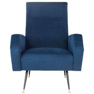 Safavieh Aida Velvet Retro Mid Century Accent Chair - Navy Velvet
