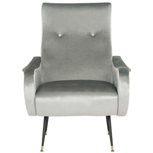 Safavieh Elicia Velvet Retro Mid Century Accent Chair - Light Grey Velvet
