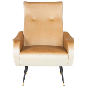 Safavieh Elicia Velvet Retro Mid Century Accent Chair - Camel Velvet