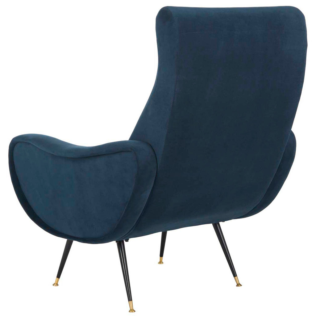 Safavieh Elicia Velvet Retro Mid Century Accent Chair - Navy Velvet