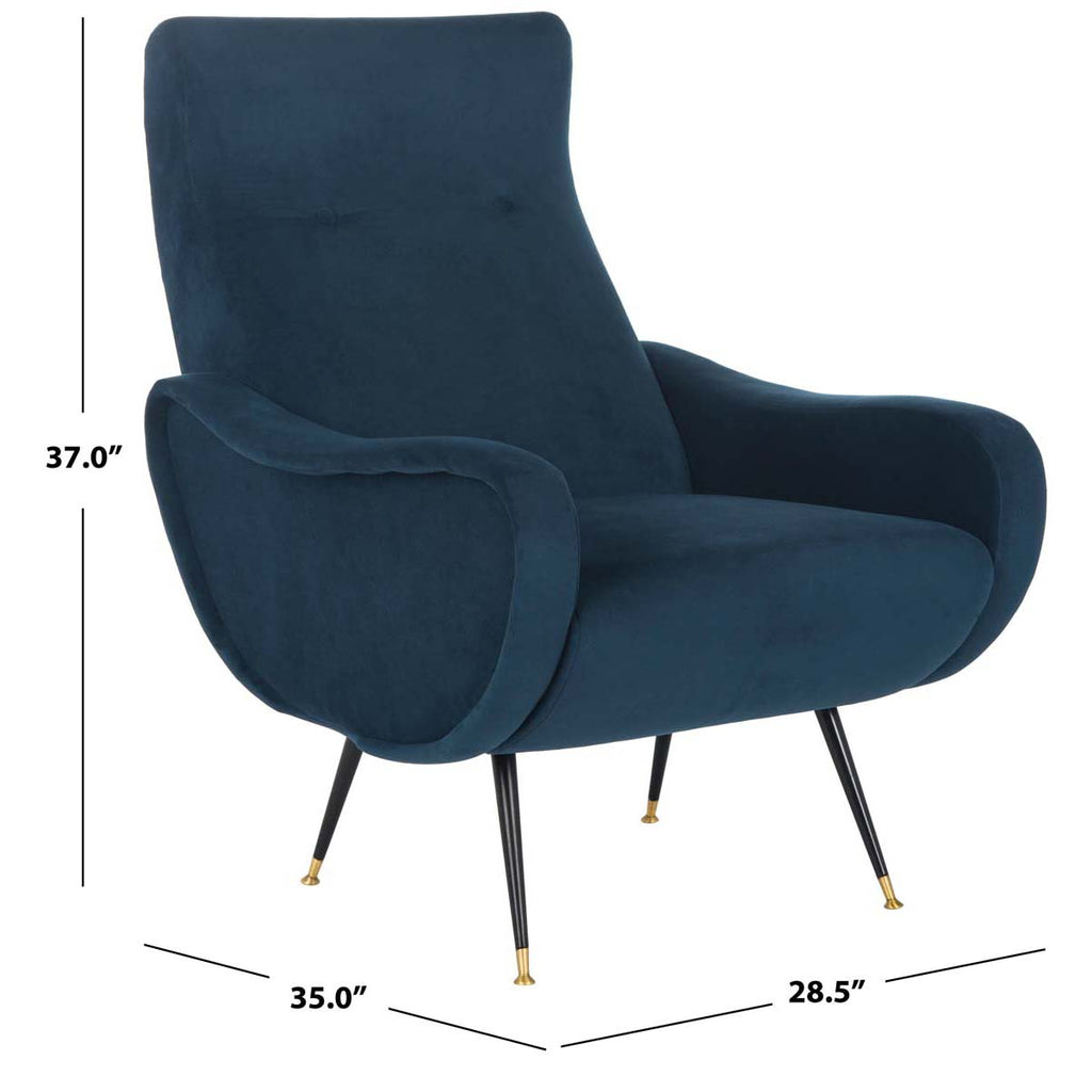 Safavieh Elicia Velvet Retro Mid Century Accent Chair - Navy Velvet