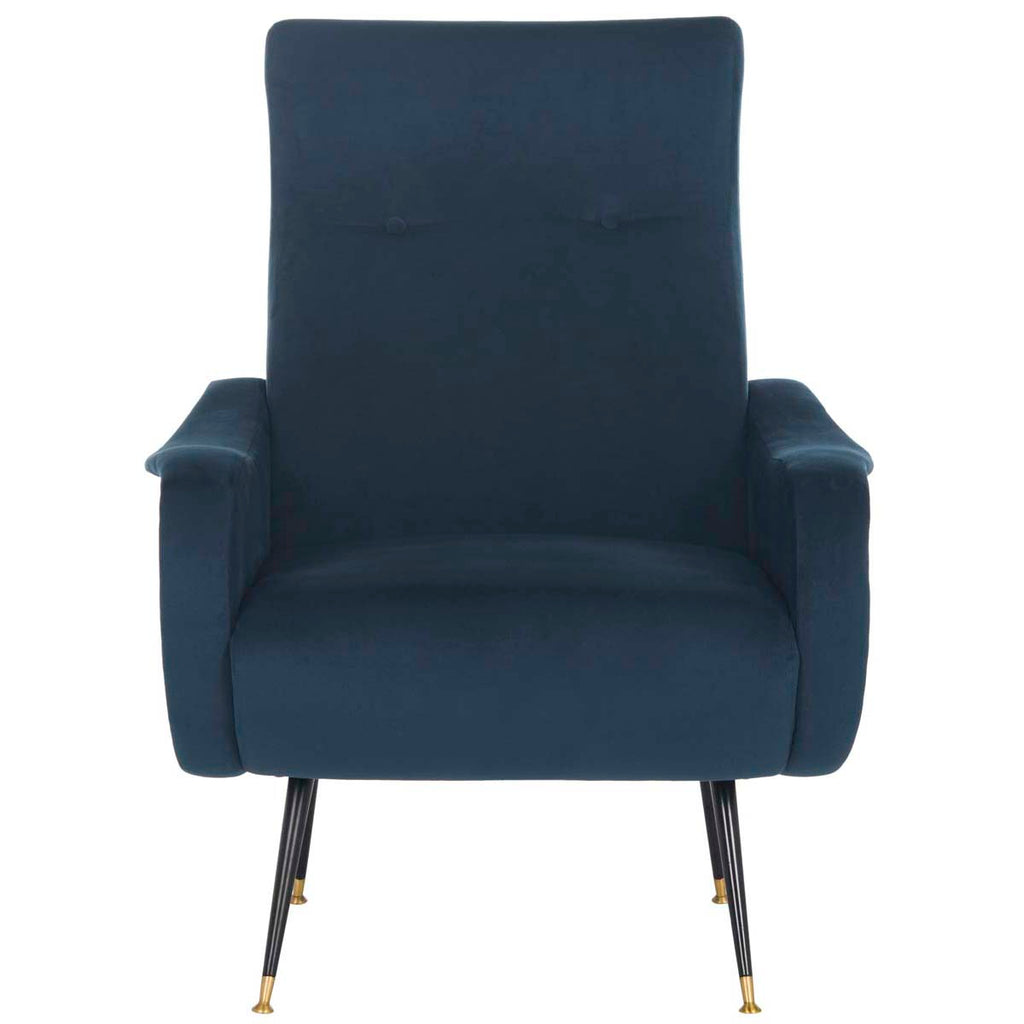 Safavieh Elicia Velvet Retro Mid Century Accent Chair - Navy Velvet