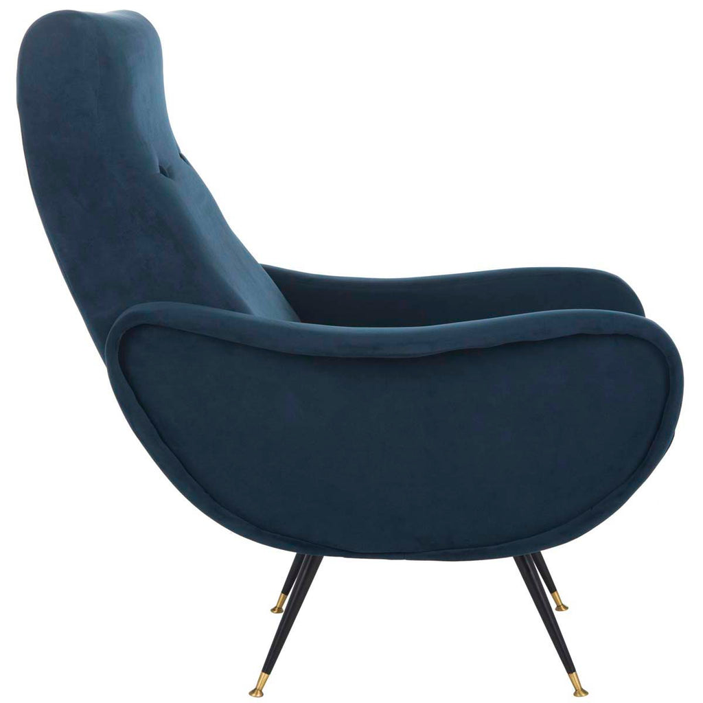 Safavieh Elicia Velvet Retro Mid Century Accent Chair - Navy Velvet