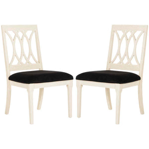 Safavieh Selena 19''H Velvet Side Chair-Black Velvet/White (Set of 2)