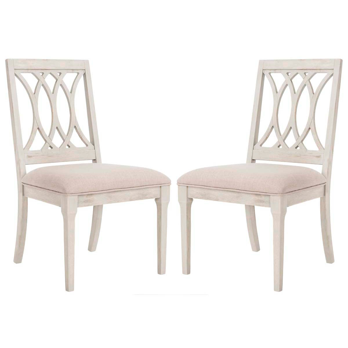 Safavieh Selena 19''H Linen Side Chair-Beige/Rustic Grey (Set of 2)