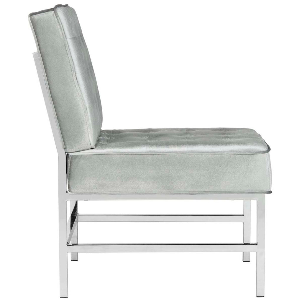 Safavieh Ansel Modern Tufted Linen Chrome Accent Chair - Light Grey Velvet